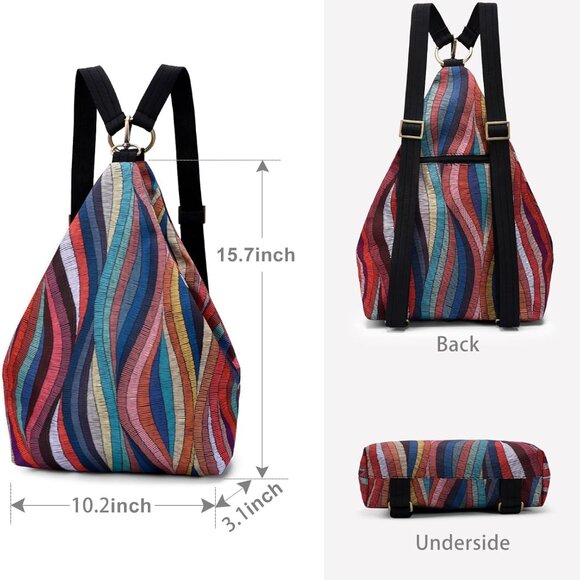 Premium Backpack for Women, Bohemia Style Fashion Casual Daypack Backpack, Small - Picture 2 of 6